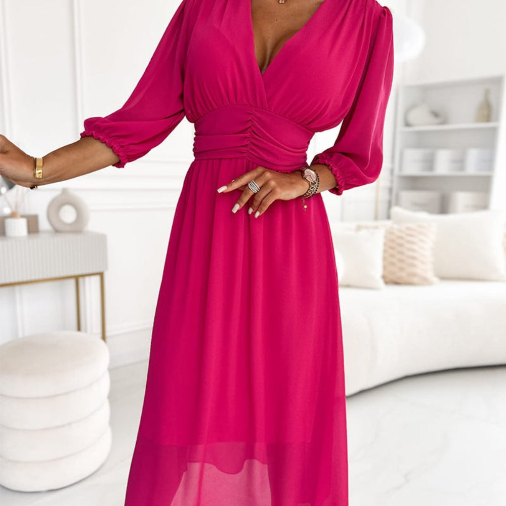 Women's Summer Midi V-Neck Dress | Waist - Image 16