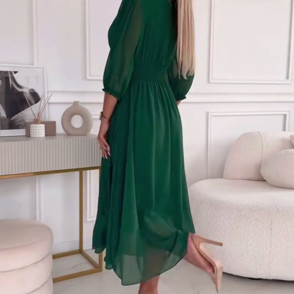 Women's Summer Midi V-Neck Dress | Waist - Image 4