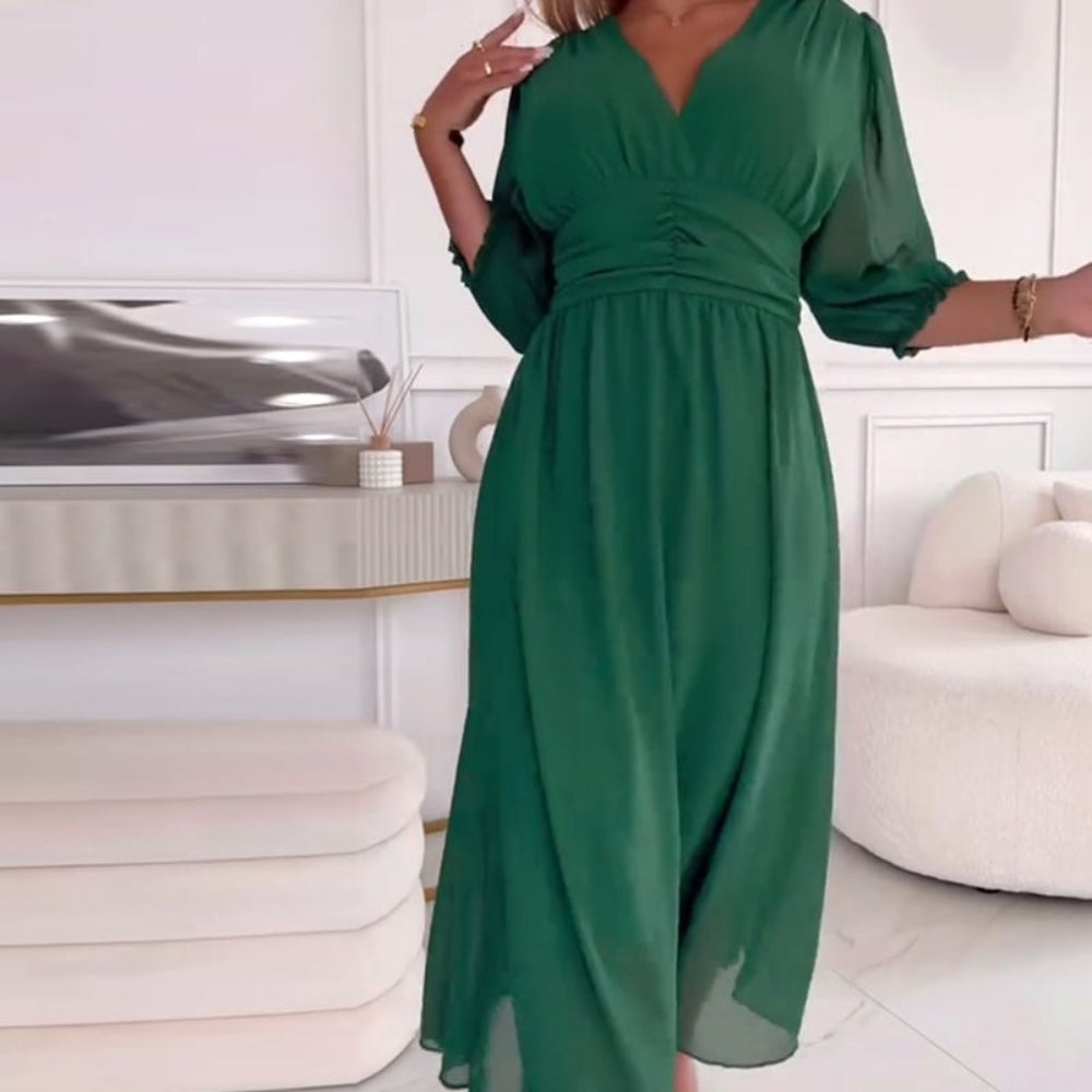 Women's Summer Midi V-Neck Dress | Waist - Image 5