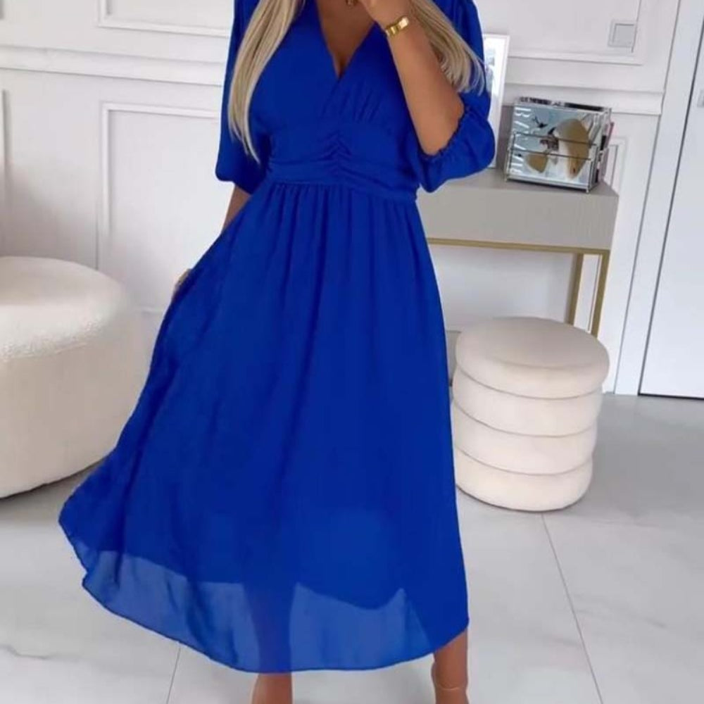 Women's Summer Midi V-Neck Dress | Waist - Image 6
