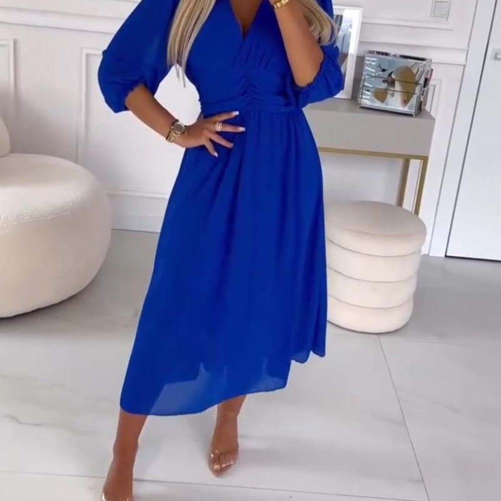 Women's Summer Midi V-Neck Dress | Waist - Image 8