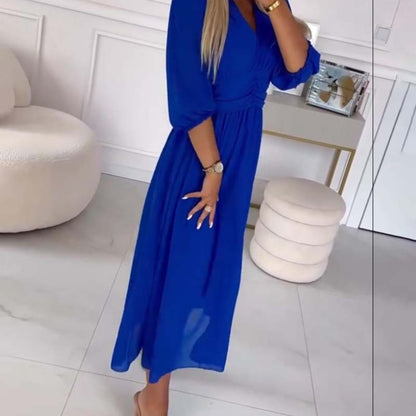 Women's Summer Midi V-Neck Dress | Waist - Image 9